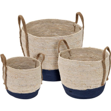 H&L Rattan kosár készlet, kék, 3 db bútor