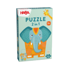 Haba Puzzle 2-in-1 – Elephant Kontúr kirakós 12 db Állatok puzzle, kirakós