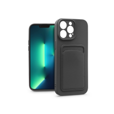 Haffner Apple iPhone 13 Pro szilikon hátlap kártyatartóval - Card Case - fekete tok és táska