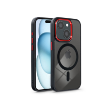 Haffner Apple iPhone 15 Plus szilikon hátlap - Edge Mag Cover - fekete/piros/átlátszó tok és táska