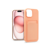 Haffner Apple iPhone 15 Plus szilikon hátlap kártyatartóval - Card Case - rózsaszín