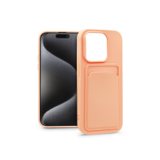 Haffner Apple iPhone 15 Pro Max szilikon hátlap kártyatartóval - Card Case - rózsaszín tok és táska