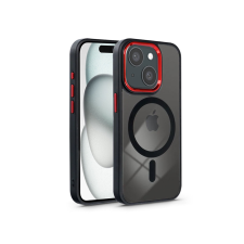 Haffner Apple iPhone 15 szilikon hátlap - Edge Mag Cover - fekete/piros/átlátszó tok és táska