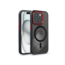 Haffner Apple iPhone 15 szilikon hátlap - Edge Mag Cover - fekete/piros/átlátszó (PT-6832) tok és táska