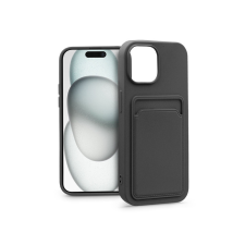 Haffner Apple iPhone 15 szilikon hátlap kártyatartóval - Card Case - fekete tok és táska