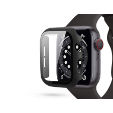 Haffner Apple Watch 4/5/6/SE (44 mm) védőtok beépített edzett üveggel - fekete (ECO csomagolás) okosóra kellék
