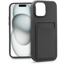 Haffner Card Case szilikon hátlap iPhone 15 Plus fekete mobiltelefon kellék