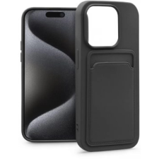 Haffner Card Case szilikon hátlap iPhone 15 Pro fekete tok és táska