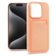 Haffner Card Case szilikon hátlap iPhone 15 Pro Max rózsaszín mobiltelefon kellék