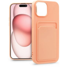 Haffner Card Case szilikon hátlap iPhone 15 rózsaszín mobiltelefon kellék