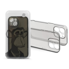 Haffner Gray Monkey szilikon hátlap iPhone 15 Plus szürke átlátszó mobiltelefon kellék