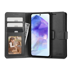 Haffner Tech-Protect Wallet Book Samsung Galaxy A55 Műbőr Flip Tok - Fekete tok és táska