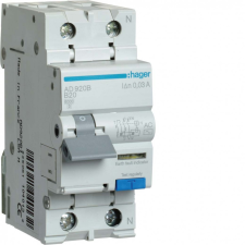 Hager AD920B Áramvédős kismegszakító 1P+N, B-20A, 30mA, 6kA, AC villanyszerelés