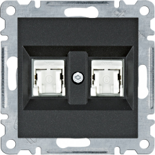 Hager Lumina WL2163 Informatikai csatlakozóaljzat 2xRJ45, Cat6 UTP fekete burkolattal, keret nélkül villanyszerelés