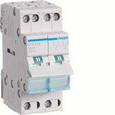 Hager SFB216 Választókapcsoló, 2P, 16A, I-0-II, moduláris, 2M, közös pont alul villanyszerelés