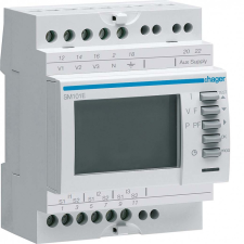 Hager SM101E Digitális multiméter, moduláris, 3 fázisú, V, A, Hz, W, var, cosFI villanyszerelés