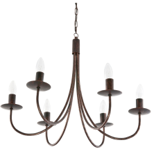  Hagyományos mennyezeti lámpa, gyertyatartó, fekete, óarany, LUMEN OLD 710/6 világítás