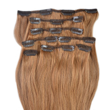 HairExtensionShop Csatos Emberi Póthaj Aranybarna Színben 60cm (Szín #10) póthaj