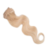 HairExtensionShop Csatos Hullámos Emberi Póthaj Aranyszőke Színben 40cm Body Wave (Szín #16)