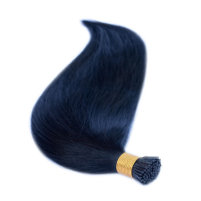 HairExtensionShop Keratinos I-TIP Emberi Póthaj Mikró Gyűrűzéshez Koromfekete 60cm (Szín #1) póthaj