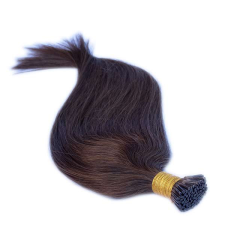 HairExtensionShop Keratinos I-TIP Emberi Póthaj Mikró Gyűrűzéshez Középbarna 50cm (Szín #6) póthaj
