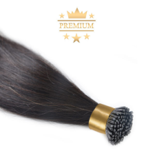 HairExtensionShop Prémium I-TIP Póthaj Natúrfekete Mikrogyűrűs Hajhosszabbításhoz 60cm (Szín #1b) póthaj