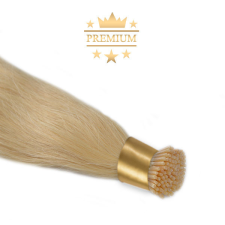 HairExtensionShop Prémium I-TIP Póthaj Platinaszőke Mikrogyűrűs Hajhosszabbításhoz 60cm (Szín #613) póthaj