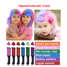  Hajszínező kréta - fésűkréta szett 6 színű hajfesték, színező