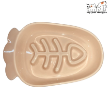  Hal mintájú kerámia evéslassító cicatál - Bézs macskatál