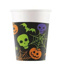 Halloween Happy papír pohár 8 db-os 200 ml FSC party kellék