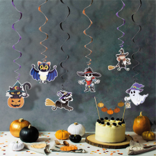 Halloween-i dekoráció szett - 6 féle motívum - csillogó spriál akasztóval - 58171 dekoráció