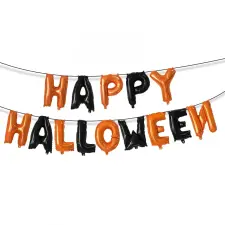 [] Halloween-i lufi szett - "Happy Halloween" felirat - rögzítő szalaggal party kellék