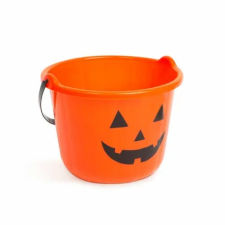  Halloween-i műanyag vödör (tök mintás, 20 x 15 cm) party kellék