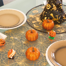  Halloween-i, pókháló mintás, kétoldalú asztalterítő futó (36 × 180 cm) asztalterítő és szalvéta