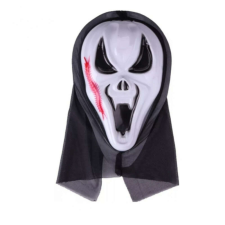 Halloween vékony pvc álarc,rugalmas fekete nylon csuklyás, fekete-fehér jelmez