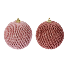  Háló mintás gömb glitteres pink 8cm dekorációs kellék