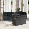  Hálószoba szett párnával 9 pcs Fekete Poli rattan