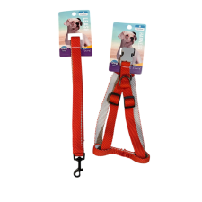  Hám + póráz szett – piros, M méret nyakörv, póráz, hám kutyáknak