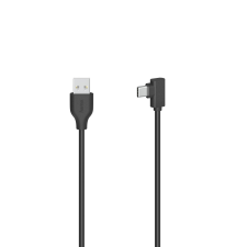 Hama 200646 USB-A apa - USB-C apa 90° Adat és töltő kábel - Fekete (0,75m) kábel és adapter