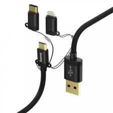  Hama 3-in-1 Alu microUSB Cable +Adapter for USB Type-C / Lightning 1m Black kábel és adapter