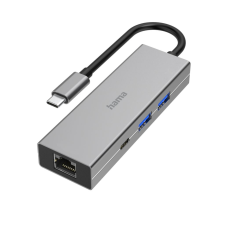 Hama 4 port USB-C 2xUSB-A +USB-C +LAN Multiport hub ezüst (00200108) (h00200108) laptop kellék