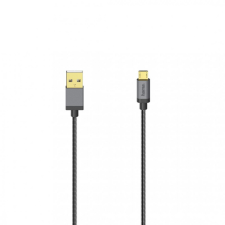 Hama Micro USB kábel, 480MBPS 0,75m Black/Metal kábel és adapter