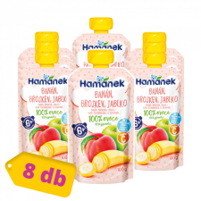 Hamánek tasakos gyümölcspüré alma-őszibarack-banán, 6 hó+ (8x100 g) bébiétel