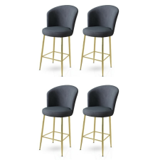 Hanah Home Alte Anthracite and Gold bárszék szett, 4 db, antracit, 4 db bútor