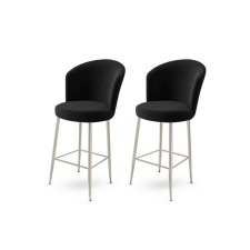 Hanah Home Alte Black and Chrome bárszék szett, 2 db, fekete, 2 db bútor
