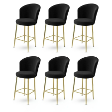 Hanah Home Alte Black and Gold bárszék szett, 6 db, fekete, 6 db bútor