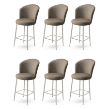 Hanah Home Alte Cappuccino és Chrome bárszék szett, 6 db, bézs, 6 db bútor