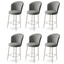 Hanah Home Alte Grey and Chrome bárszék szett, 6 db, szürke, 6 db bútor