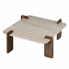  Hanah Home Coffee Table Travertine Venezia Walnut Marais - Travertine, Venezia Walnut bútor