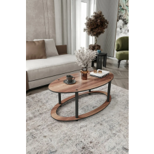  Hanah Home Dohányzóasztal Diófa Ellipszis Forma - Dió bútor